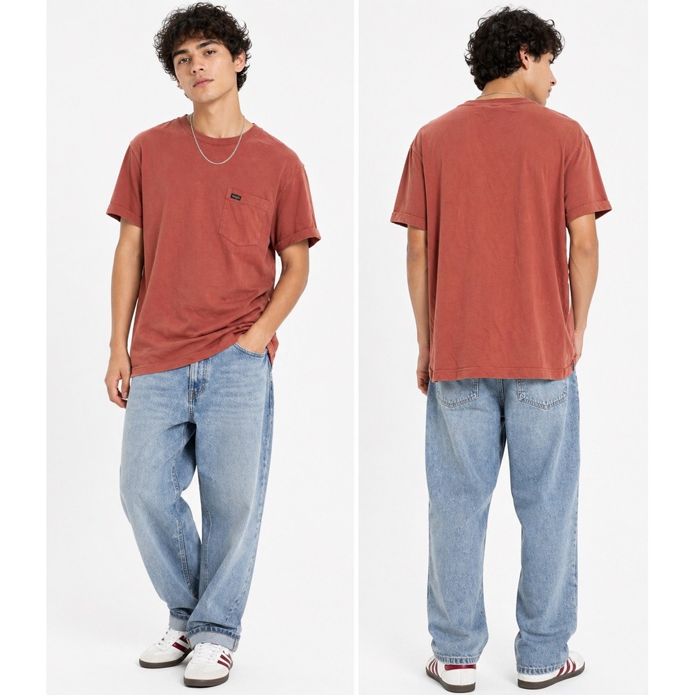 Wrangler Pocket T-Shirt Mens XL Burnt Orange Short Sleeve Crew Neck Workwear Tee